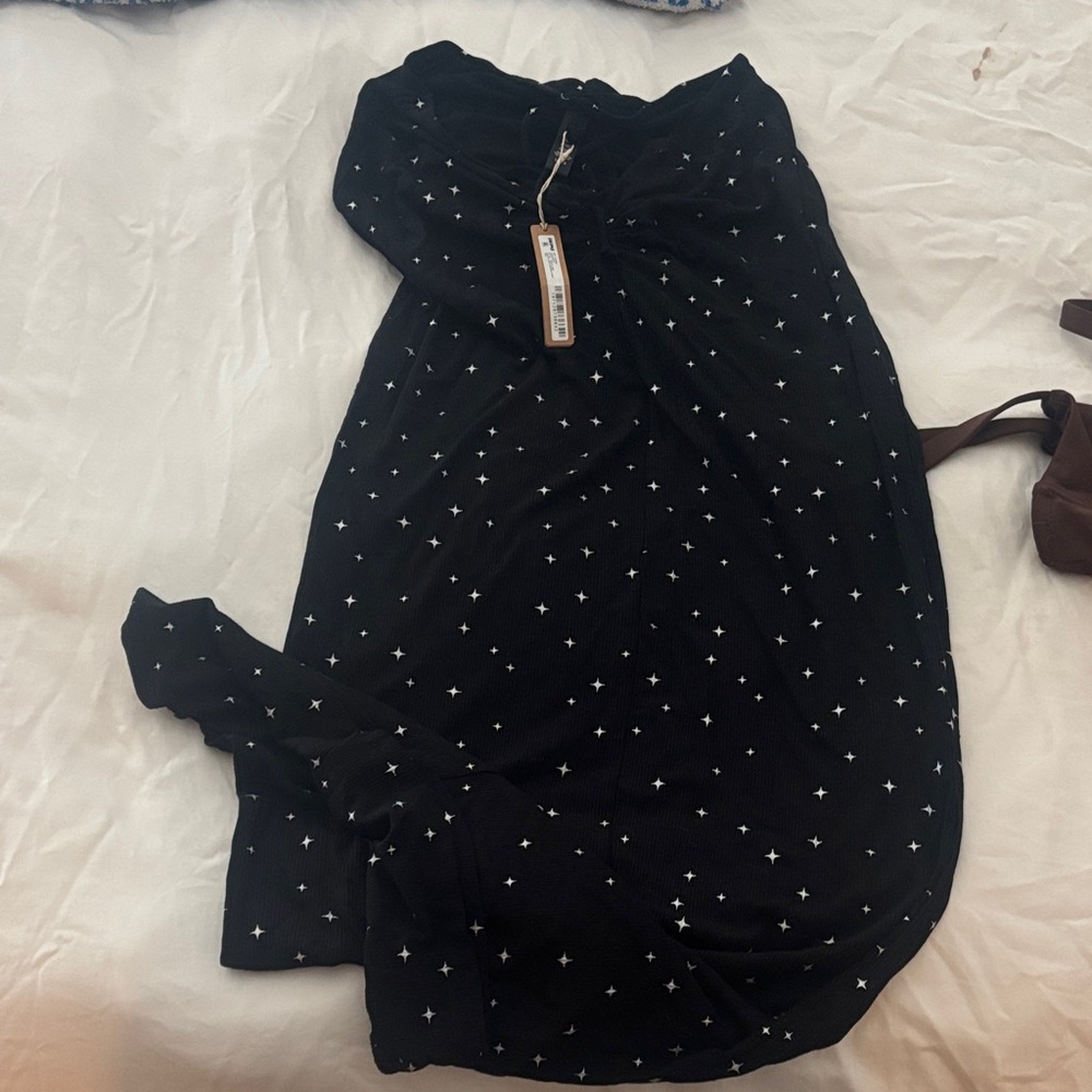 SKIMS Black Dress with White Star Pattern